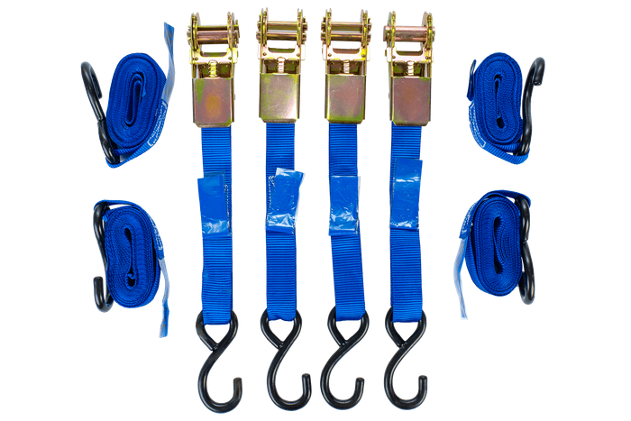Juego de cuatro correas de transporte con tensor UNITRAILER 4m/25mm/0.68t azul