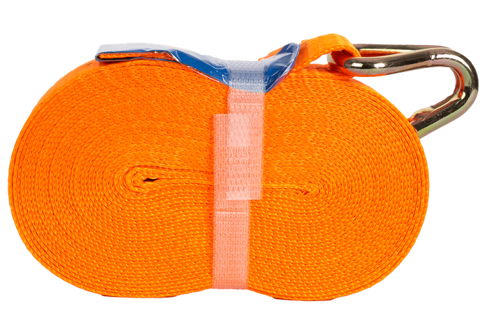 Juego de cuatro correas de transporte UNITRAILER de 8 m/25 mm/1 t de color naranja con tensor.