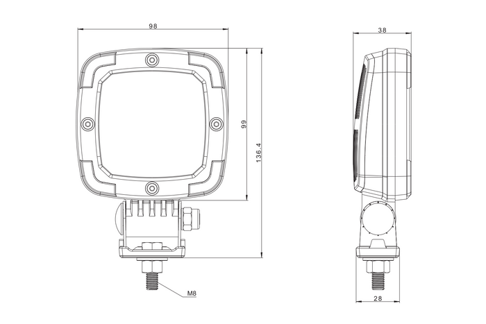 Reflector de lámpara de trabajo LED FRISTOM FT-036 SLIM 9xLED 1400lm