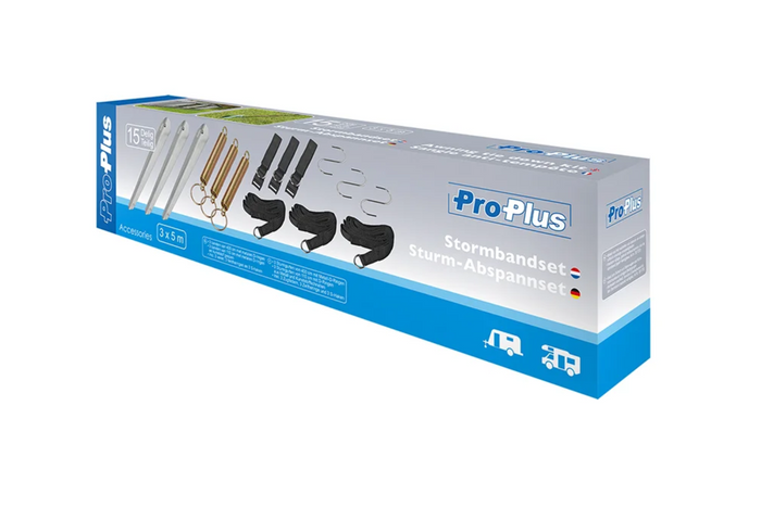 Juego de tres correas de sujeción ProPlus 361724 para toldos de 3x5 m y toldos de camping.