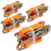 Juego de cuatro correas de transporte UNITRAILER de 3 m/25 mm/1 t de color naranja con tensor.