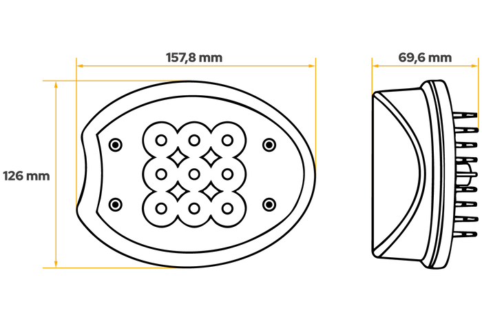 Juego completo de faros de trabajo LED reflectores TT Technology TT.13509 9xLED 3600lm para John Deere