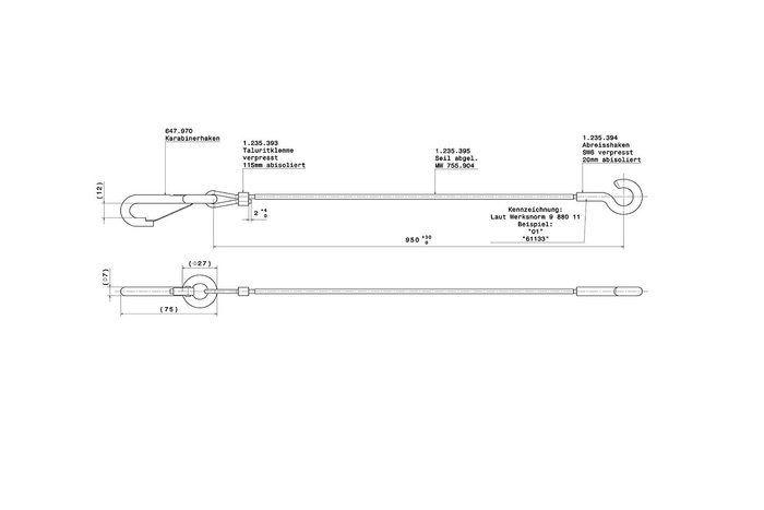 Cable de frenado de seguridad para remolque AL-KO 3000 kg