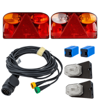 Juego de luces: luces traseras FRISTOM FT-088 + luces de posición laterales ASPÖCK FLEXIPOINT I + arnés MANTES 5,2 m 13PIN