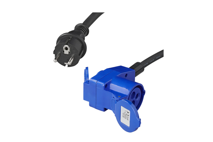 Adaptador con clavija Schuko para conector acodado CEE + base Schuko Proplus 373528 cable 40cm