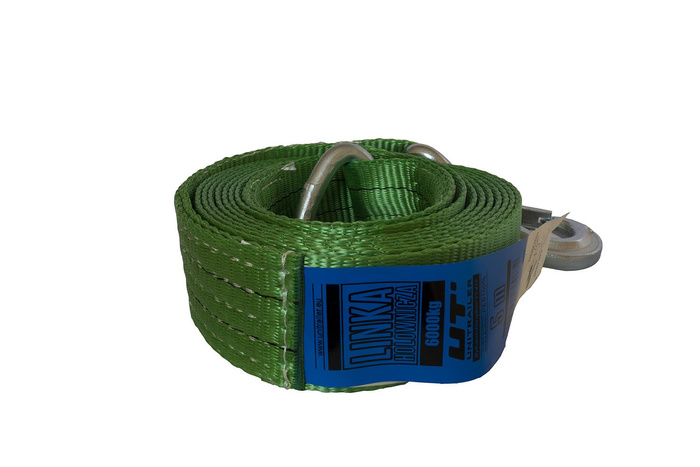 Cuerda de remolque con ganchos UNITRAILER correa de remolque 5m/60mm/6t verde