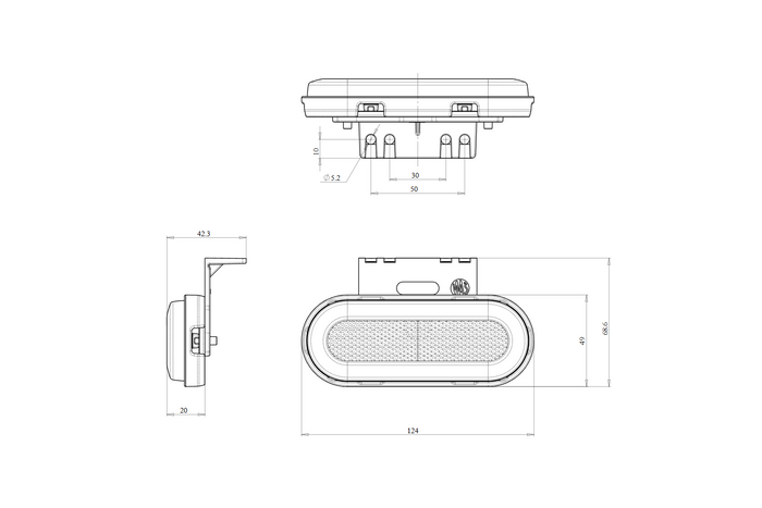 Lámpara de posición LED universal WAŚ W198 1399 con soporte