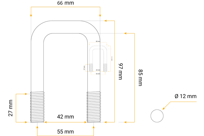 Abrazadera cuadrada DROMET tipo C M12 85/42/85