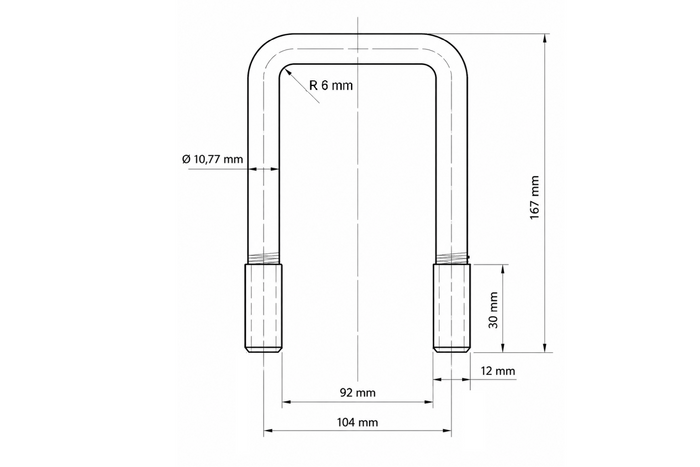 Abrazadera cuadrada DROMET tipo C M12 92×167 mm