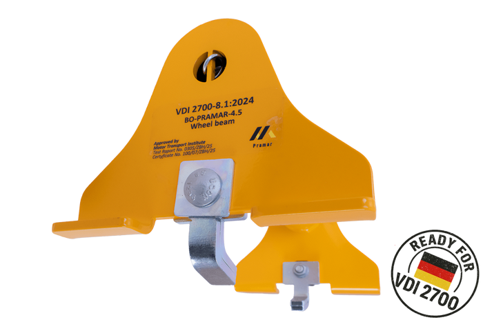 Calzo universal para rueda PRAMAR Radstopper VDI 2700 amarillo para grúa