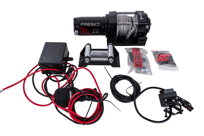 Cabrestante eléctrico para remolque PRESKO T-REX 3.0 12V 1360kg con cable de acero de 11m