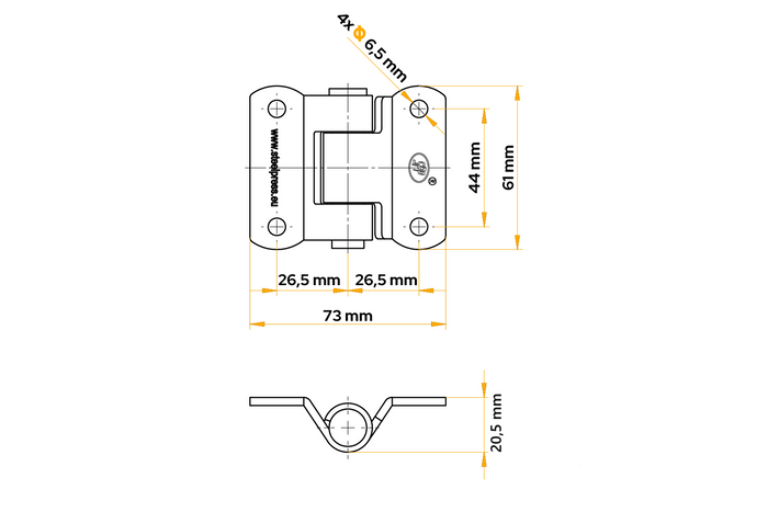 Bisagra lateral de remolque STEELPRESS ZW-02.40 para montaje lateral de remolque