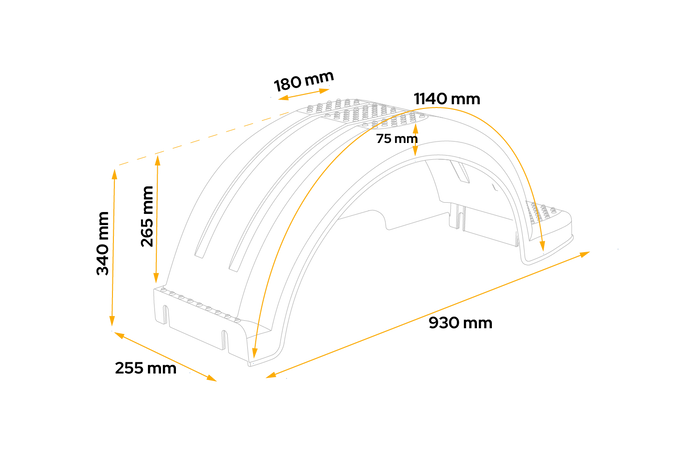Guardabarros para remolque de barco de 14" DOMAR D20430S, paso de rueda de 930/255 mm