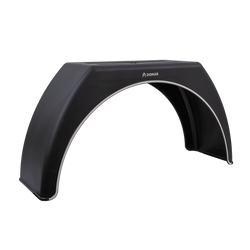 Guardabarros para remolque de 15-17,5" DOMAR DK3114, paso de rueda plano de 950/300 mm con embellecedor blanco.