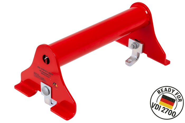 Bloqueo de rueda para grúa PRAMAR Radstopper VDI 2700 rojo - ajustable, universal