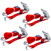 Juego de cuatro correas de transporte UNITRAILER rojas de 4 m/35 mm/2 t con tensor.
