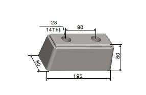 Parachoques de goma / parachoques rectangular 19,5x8x8 cm