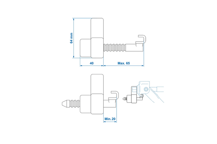 Protección antirrobo para soportes extensibles ProPlus 360150. Cerradura para soporte de esquina.