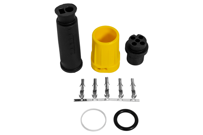 Conector impermeable MANTES para luces traseras de remolque, bayoneta de 5 pines, amarillo, izquierda