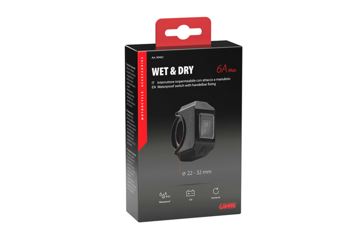 Interruptor de volante impermeable LAMP 90462 para el control de dispositivos eléctricos de 12 V y 6 A máx.