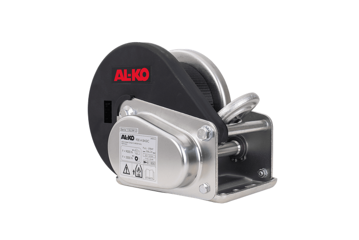 Cabrestante, cabrestante manual para grúa remolque AL-KO de 900kg con correa de 7m, freno y desenrollado automático