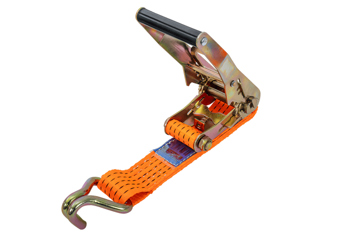 Juego de cuatro correas de transporte UNITRAILER de 4 m/50 mm/5 t de color naranja con tensor.