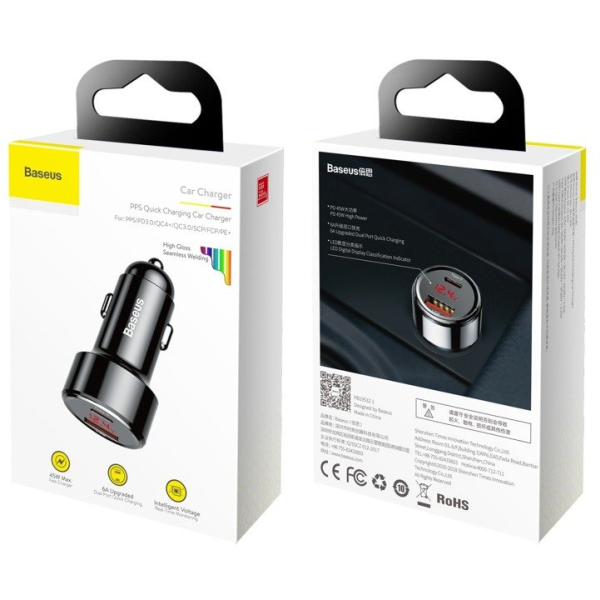 Cargador USB para coche BASEUS Magic Series, USB-C de 45 W