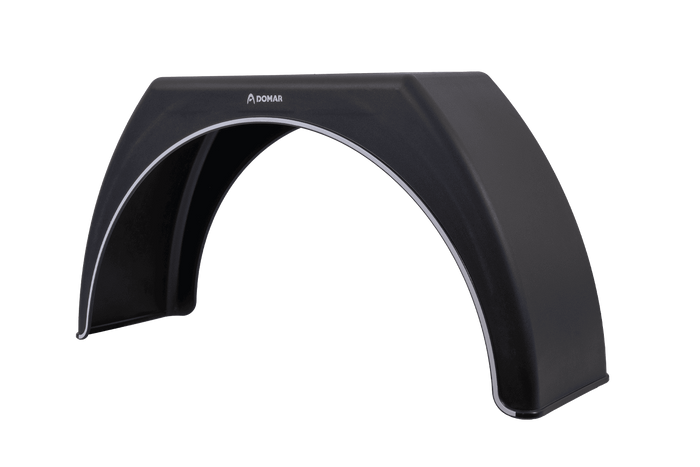 Guardabarros para remolque de 15-17,5" DOMAR DK3112, paso de rueda plano de 950/280 mm con embellecedor blanco.