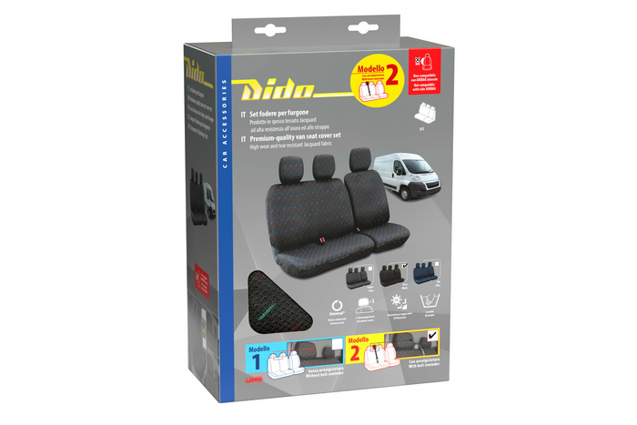 Juego de fundas para asientos de coche LAMPA Dido-2 negro, para autobuses y furgonetas