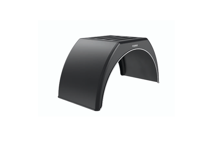 Guardabarros para remolque de 15-17,5" DOMAR DK3114, paso de rueda plano de 950/300 mm con embellecedor blanco.