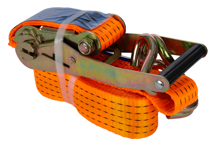 Juego de cuatro correas de transporte UNITRAILER de 5 m/50 mm/5 t de color naranja con tensor.