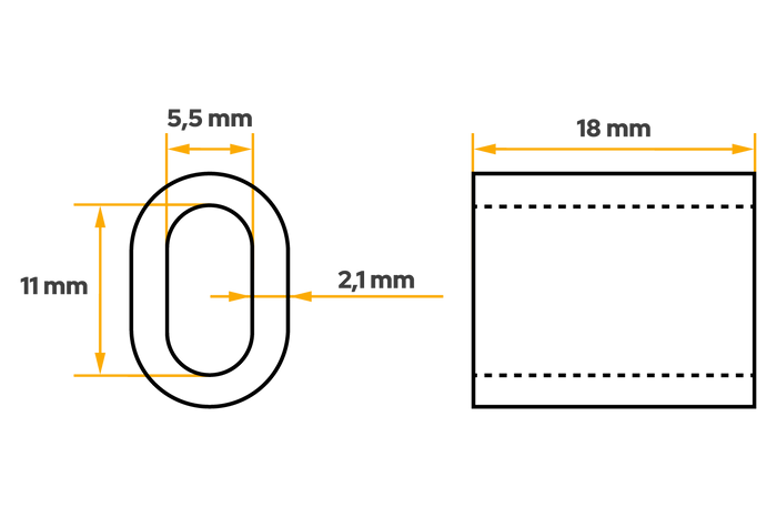 Conector de aluminio para cuerdas DROMET ZLA.5, manguito para cuerdas de 5 mm