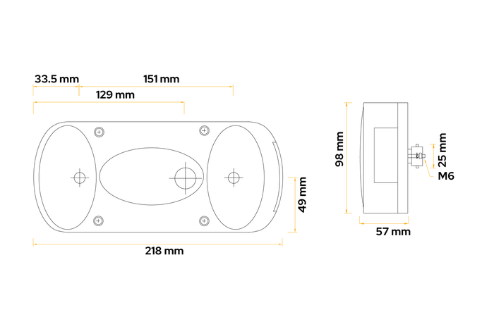 Luz trasera ASPÖCK Midipoint II, 4 funciones universales
