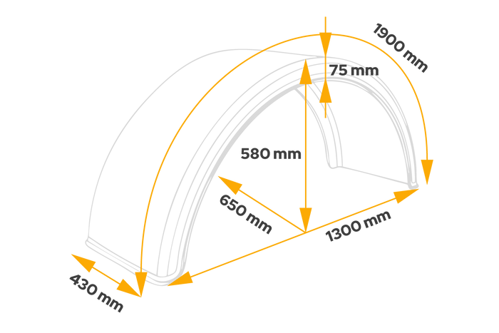 Guardabarros para remolque 19,5-22,5" DOMAR DK1575 paso de rueda 1300/430mm