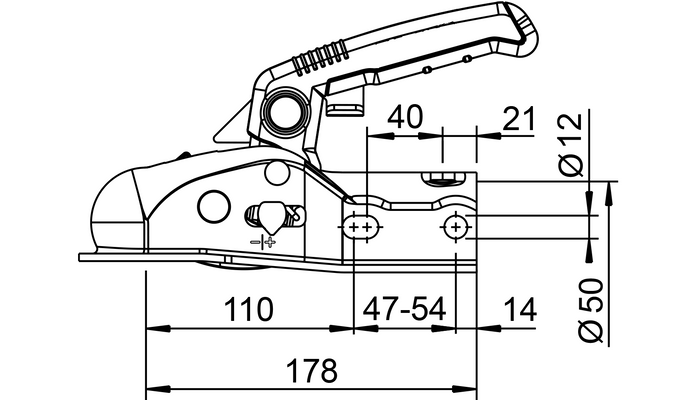 Enganche de bola AL-KO AK161 para remolque de 1600 kg con barra de tiro tubular de 50 mm