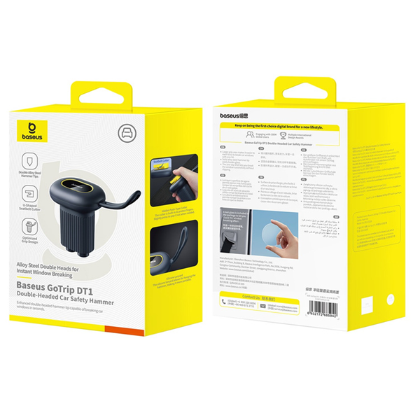 BASEUS GoTrip DT1 Martillo de seguridad 2 en 1 para ventanas, cuchillo de seguridad para cinturones de seguridad