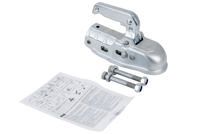 Enganche de bola STEELPRESS BC-3000C-00-00+Z2 para remolque de 3000 kg con barra de tiro de tubo de 35-50 mm, fundición gris