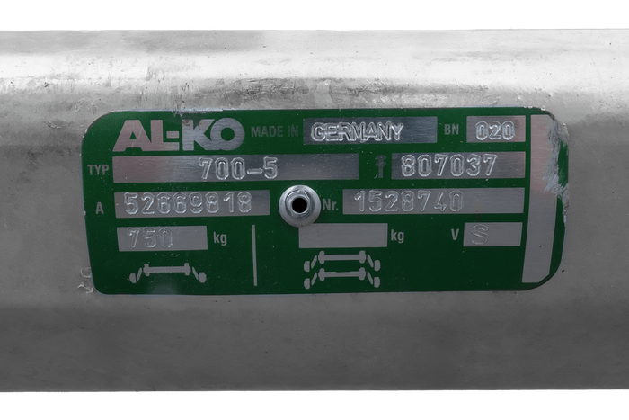 Eje sin freno AL-KO OPTIMA para remolque de 750 kg, 1285 mm, 1620 mm, 4x100