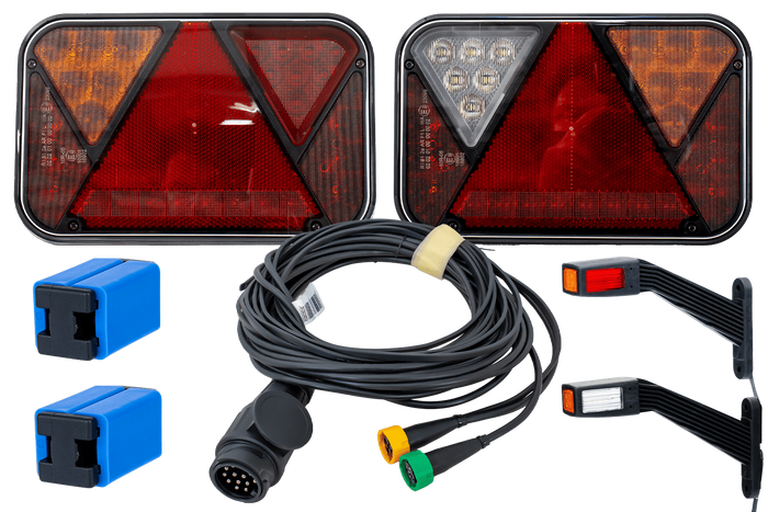 Juego de luces: luces traseras LED FRISTOM FT-270 + luces de posición LED FRISTOM FT-145 + arnés MANTES 5,2 m 13PIN