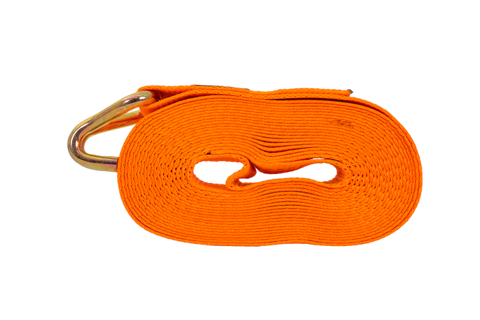 Cinta transportadora UNITRAILER ERGO de 10 m/50 mm/5 t de color naranja con tensor.