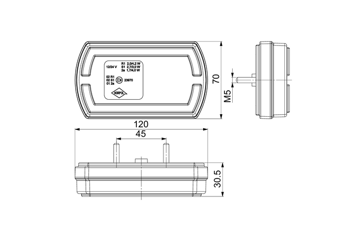 Luz trasera LED HORPOL LZD 2790 de 3 funciones, universal