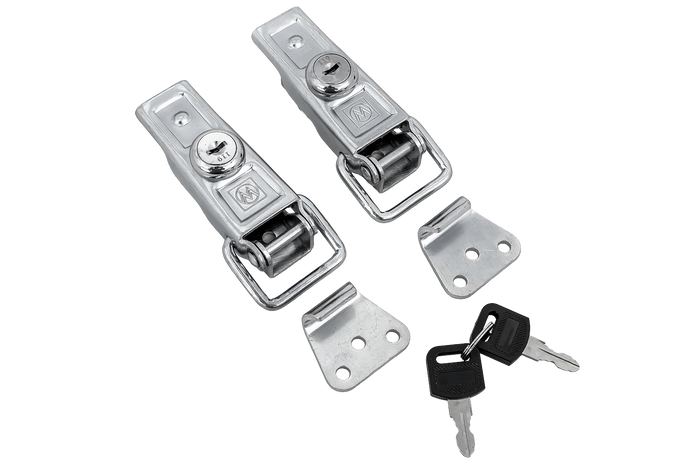 Juego de ganchos laterales con fijaciones WINTERHOFF BVS 60-1 + BVSG 60-A, cerradura lateral completa para remolque con llave