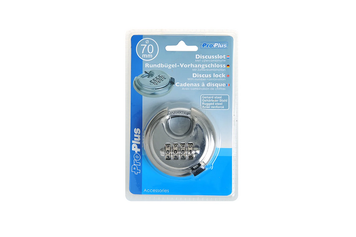 Candado redondo con cerradura de combinación ProPlus 341317, candado con grillete y código de 70 mm