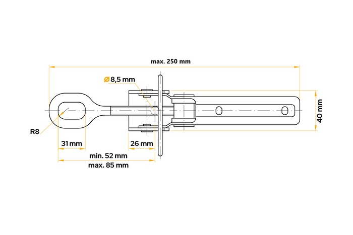 Enganche lateral de remolque WINTERHOFF BV 40-1 para bloqueo lateral de remolque excéntrico