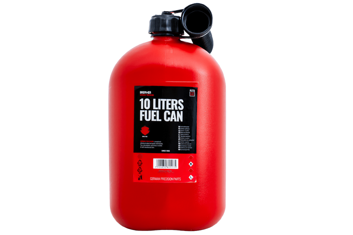 Bidón de plástico HERMON de 10 l con embudo, color rojo