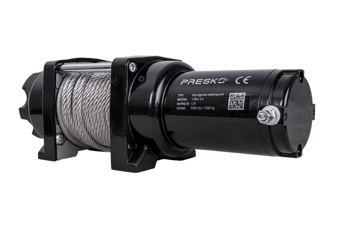 Cabrestante eléctrico para remolque PRESKO T-REX 3.5 12V 1590kg con cable de acero de 12m