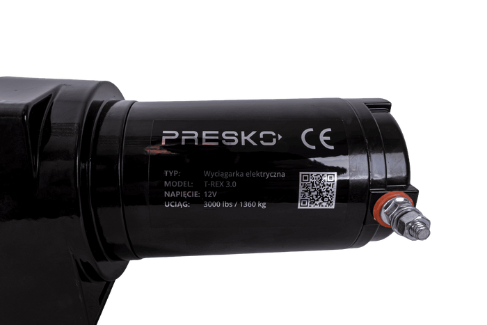 Cabrestante eléctrico para remolque PRESKO T-REX 3.0 12V 1360kg con cable de acero de 11m