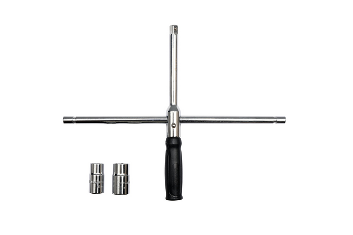 Llave plegable para ruedas de coche en estuche YATO YT-08035, vasos de 17-23 mm