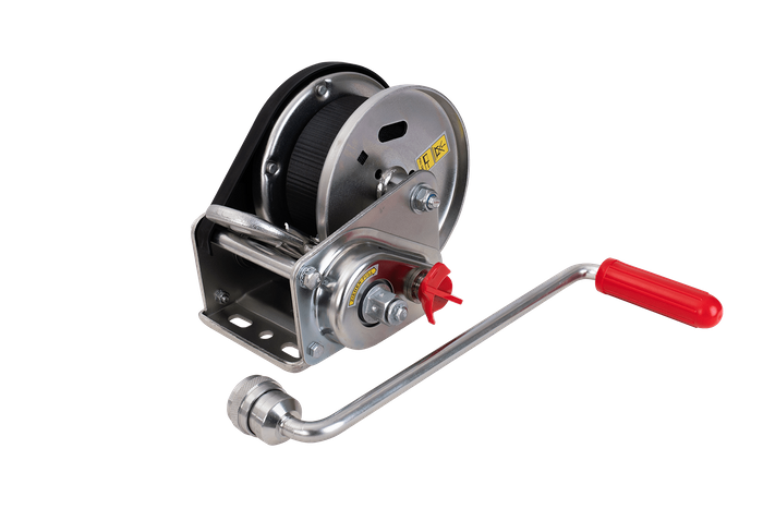 Cabrestante, cabrestante manual para grúa remolque AL-KO de 900kg con correa de 7m, freno y desenrollado automático
