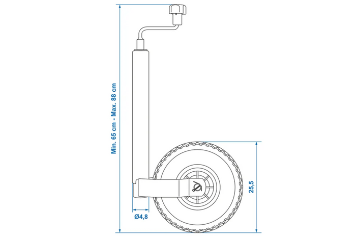 Rueda jockey ProPlus 341507 150 kg 48 mm 650-880 mm
